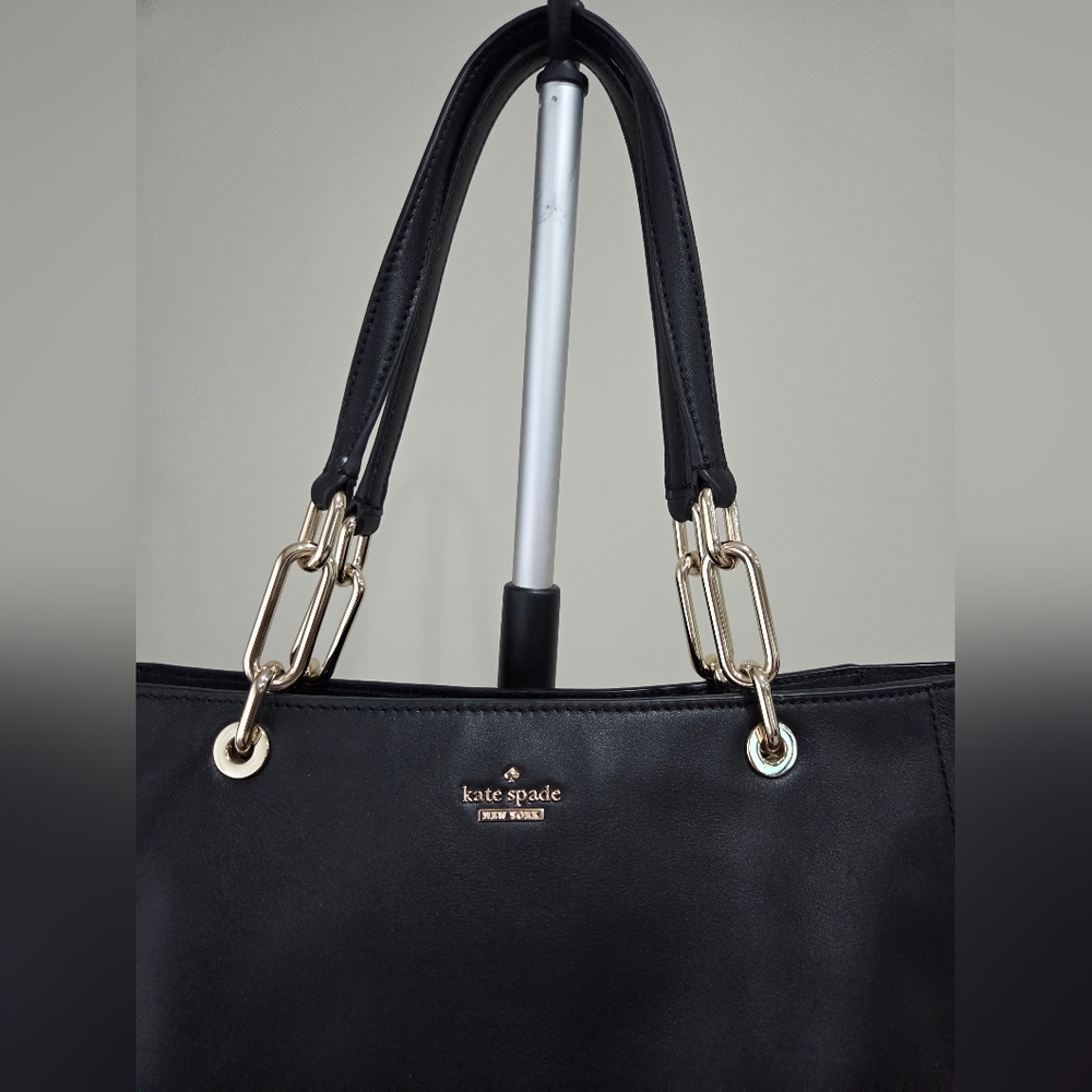 kate spade New York Black Leather Shoulder Bag with Gold Hardware - Picture 2 of 9